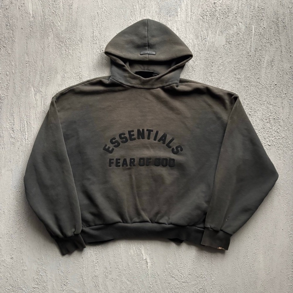 Fear of God Essentials Logo Pullover Hoodie Mens Medium Black